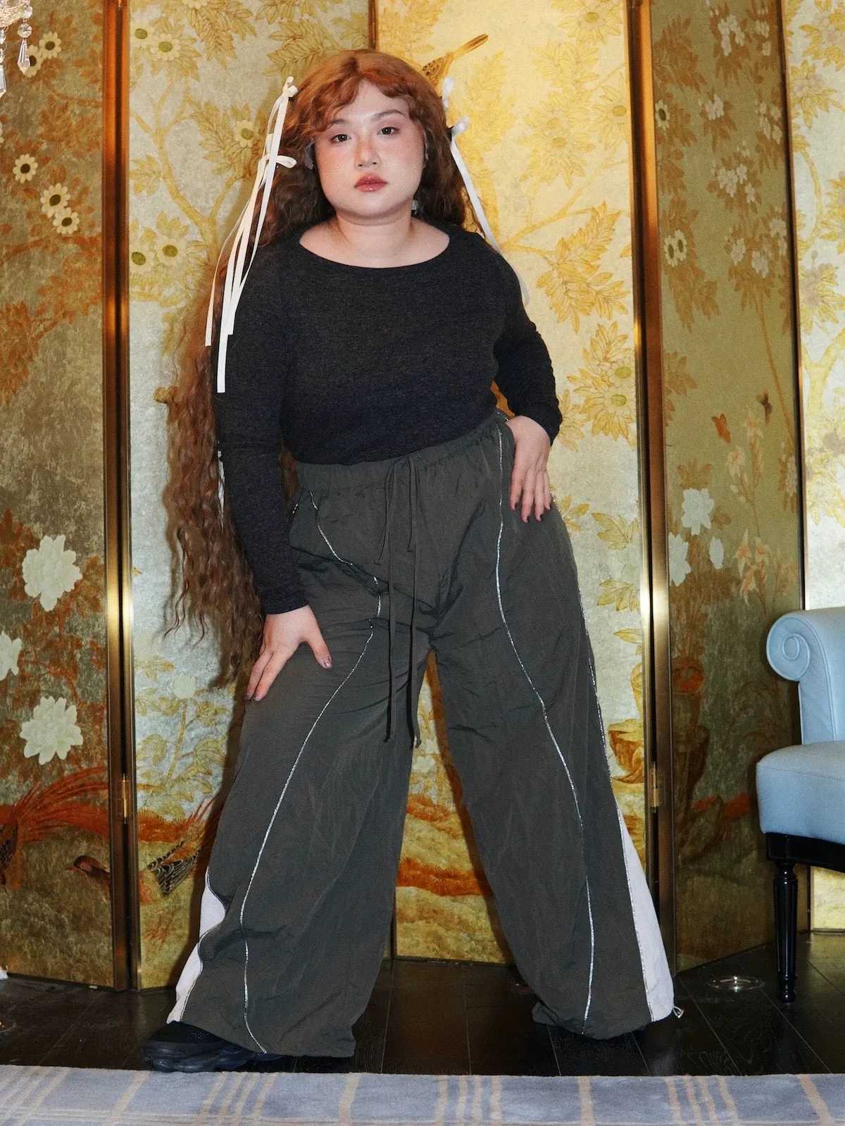 [Curve Beauty] Reflective Leisure Sports Pants