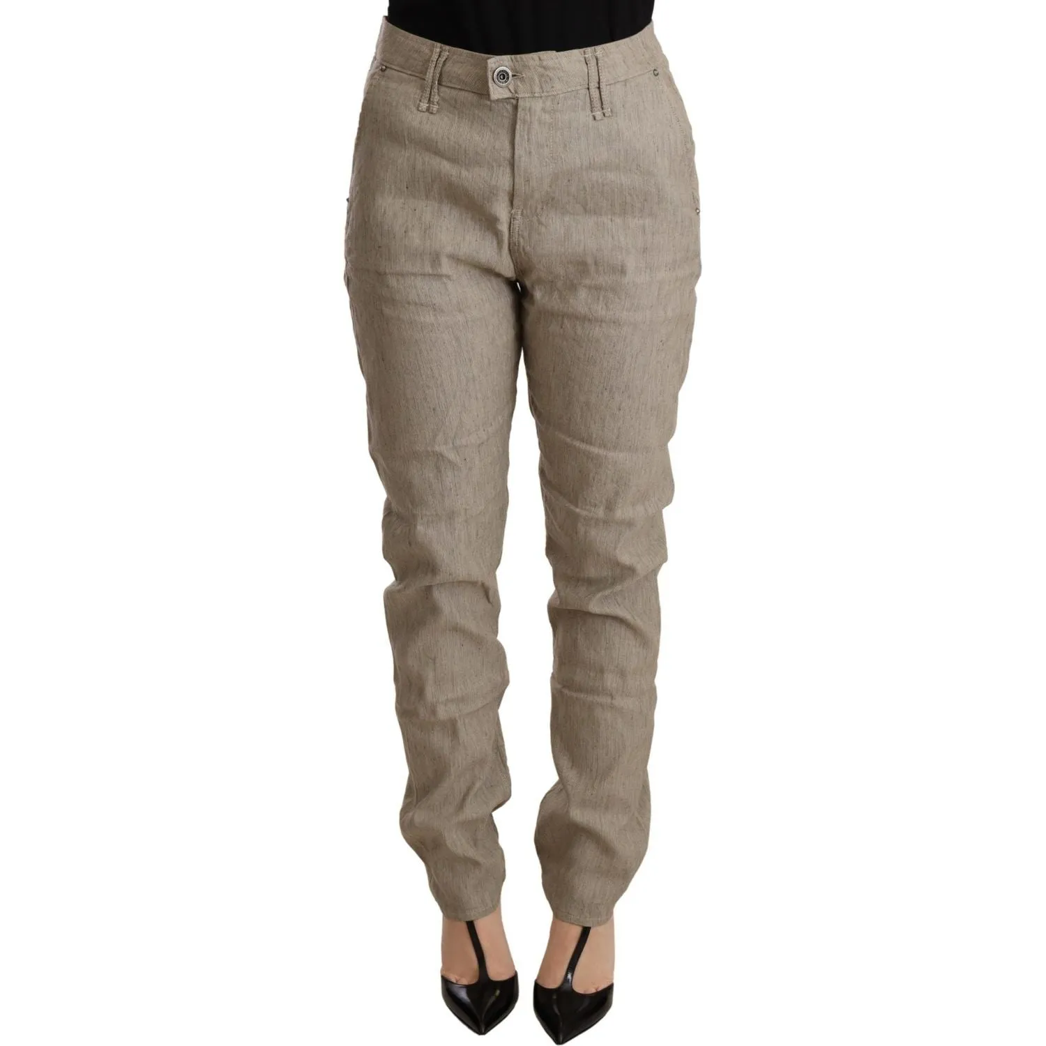 CYCLE Chic Beige Mid Waist Baggy Pants for Sophisticated Style