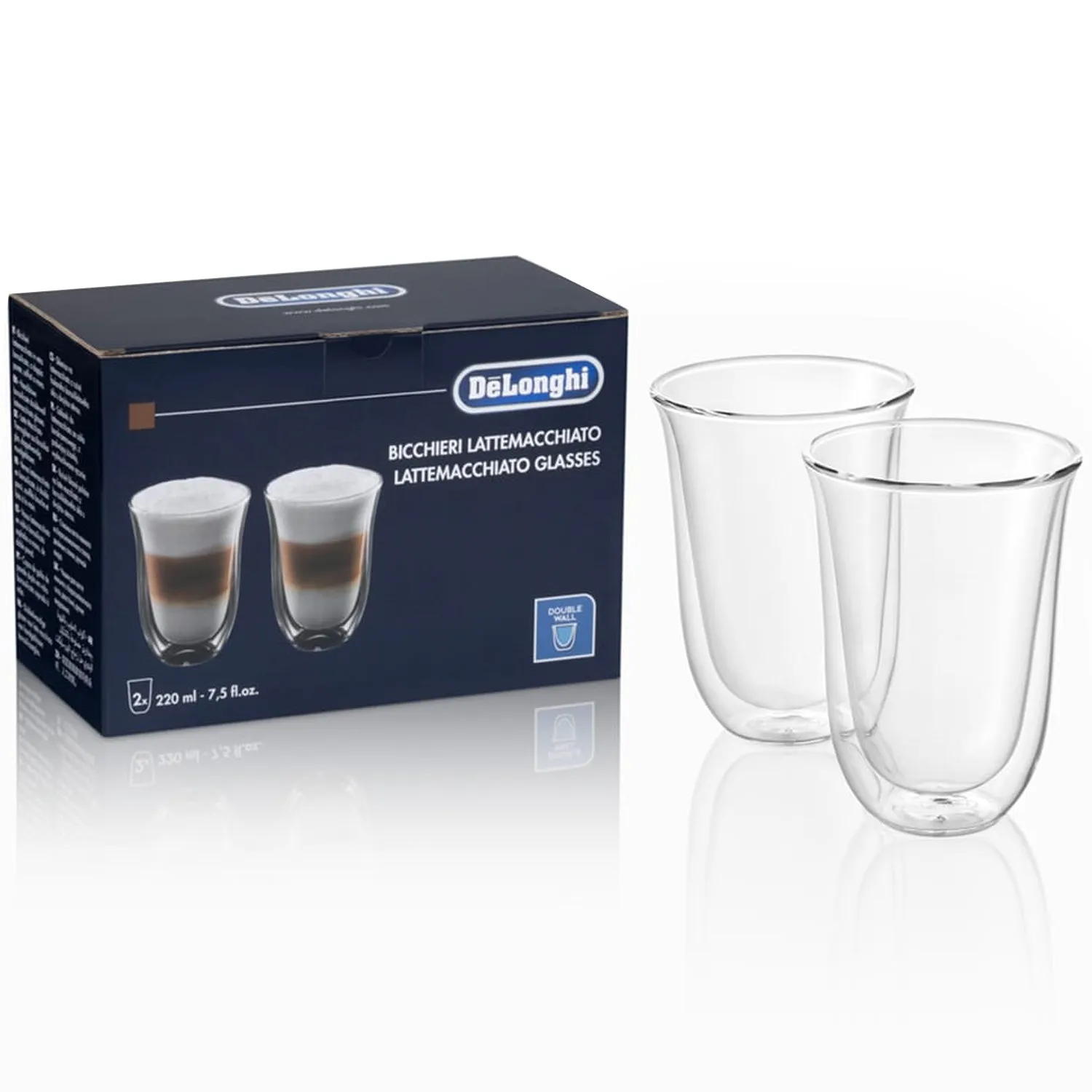 DeLonghi Bicchieri Glass Latte Macchiato Cups, Set of 2