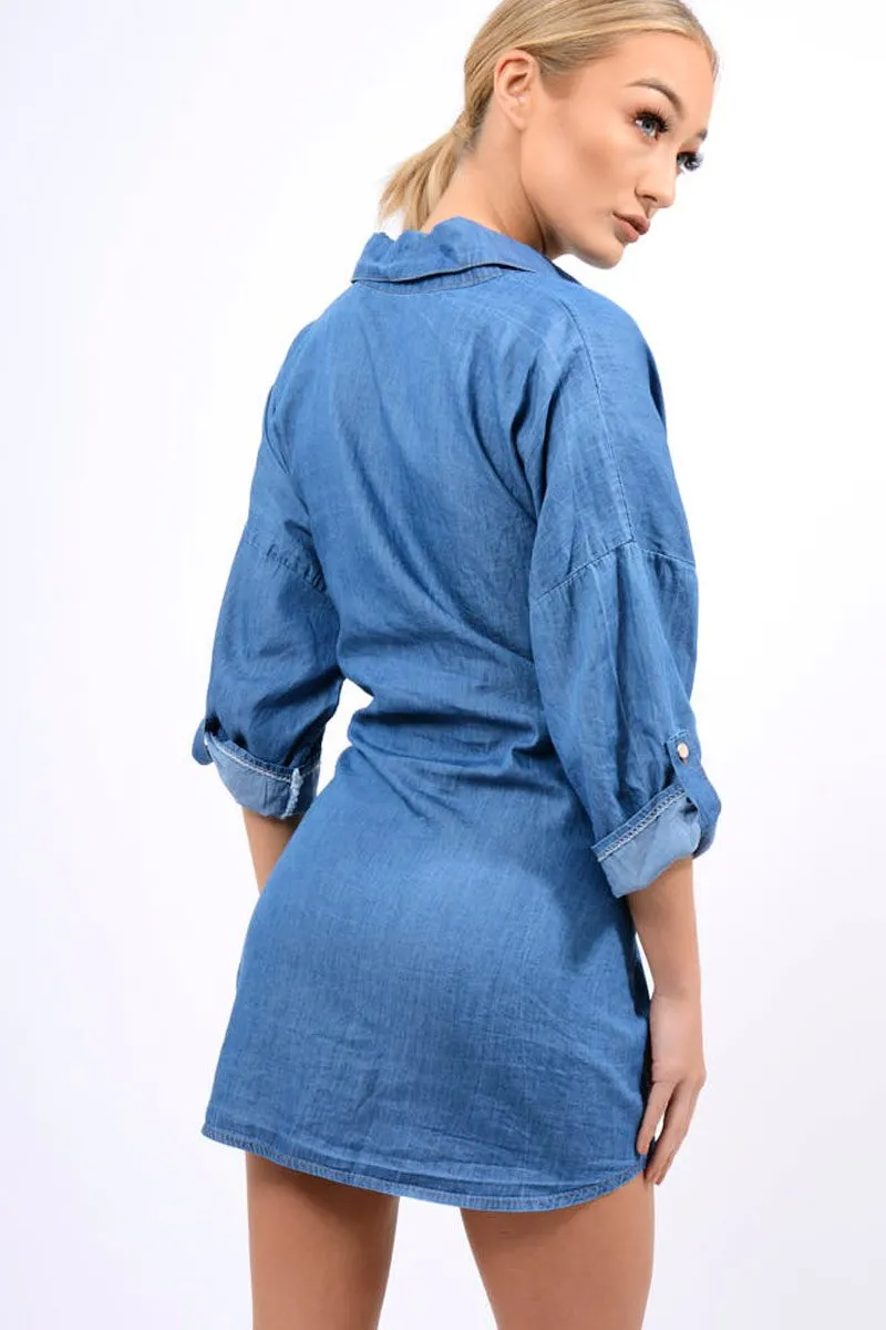 Denim Corset Front Shirt Dress - Malika