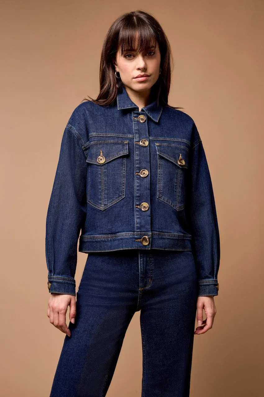 DENIM JACKET WITH OVERSIZED POCKETS