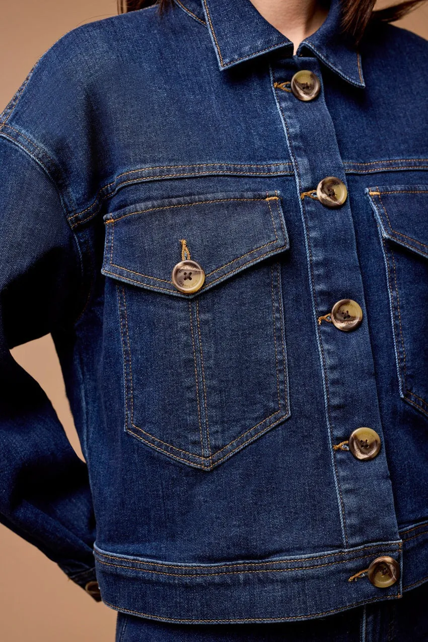 DENIM JACKET WITH OVERSIZED POCKETS