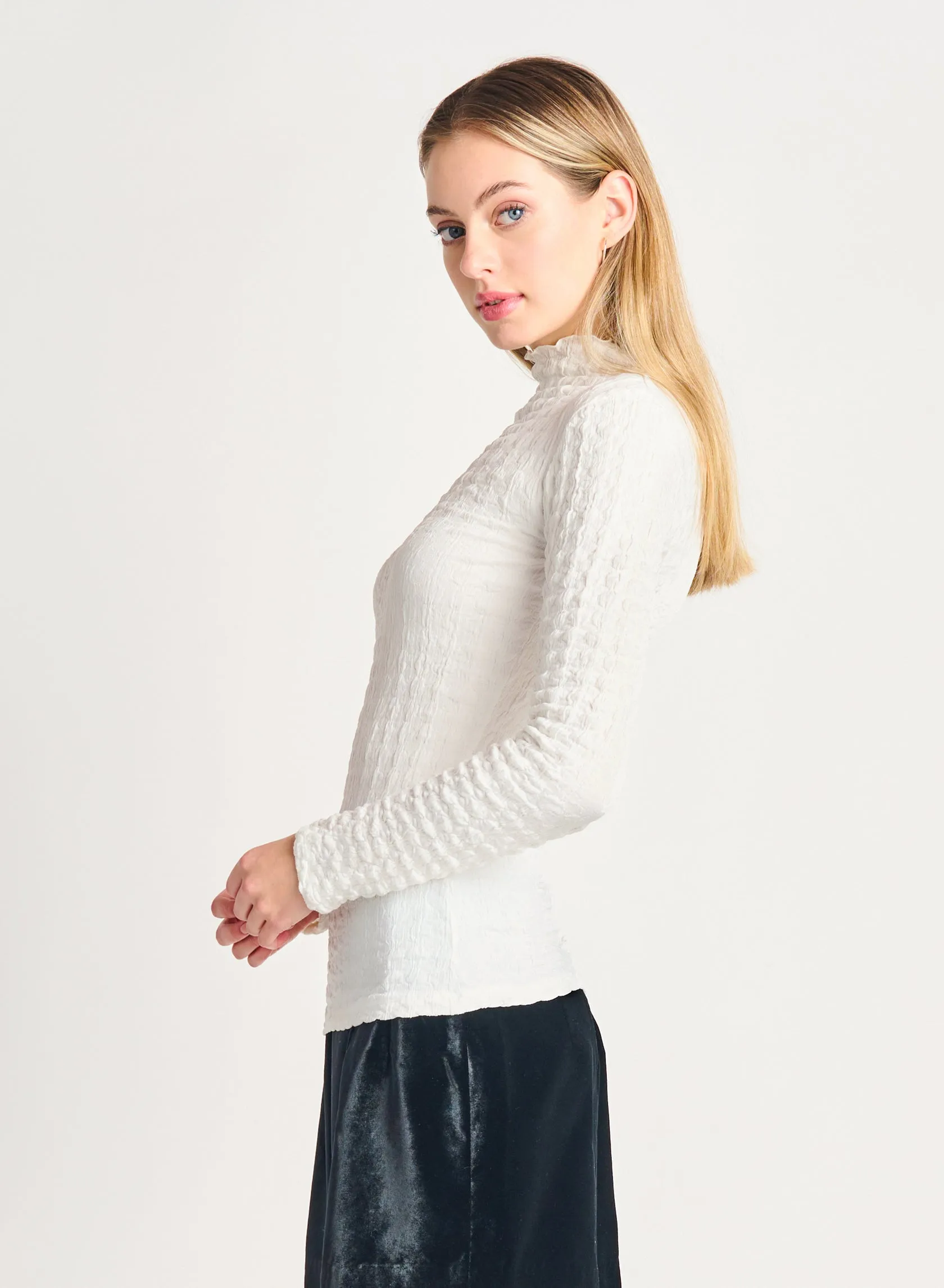 Dex Mariam Mock Neck Textured Top