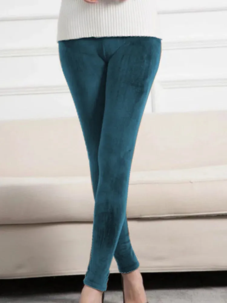 Double Sided Solid Color Casual Velvet Sweatpants