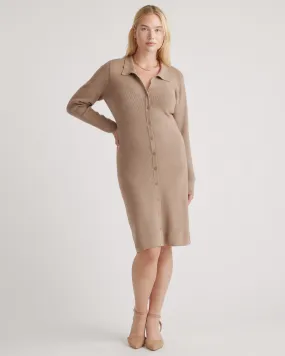 Eco-Knit Button-Up Sweater Dress