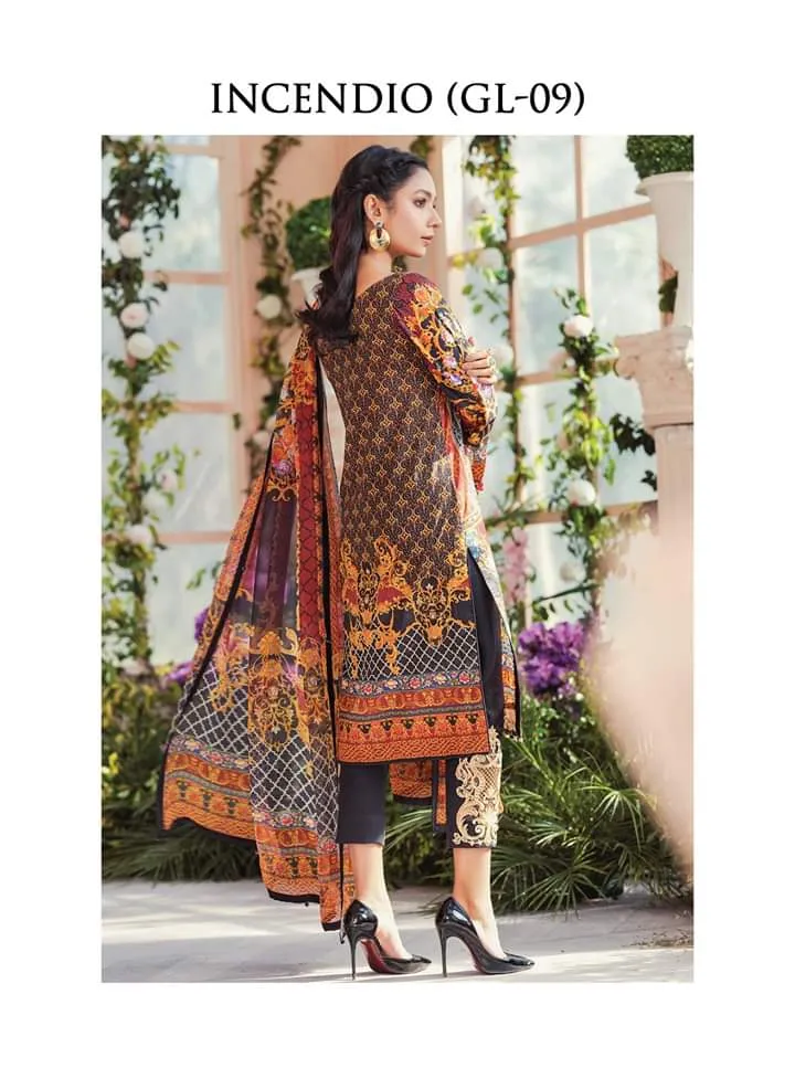 Elegant Black Lawn Dress Pakistani  #M0019