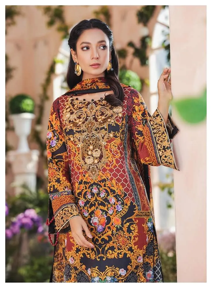 Elegant Black Lawn Dress Pakistani  #M0019