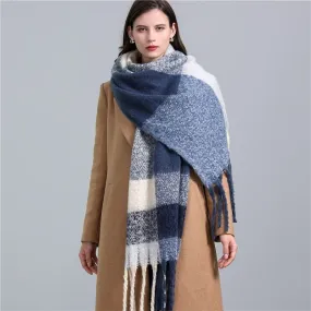 Elegant Long Knit Scarf with Fringes