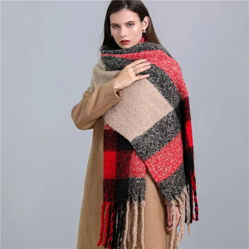 Elegant Long Knit Scarf with Fringes