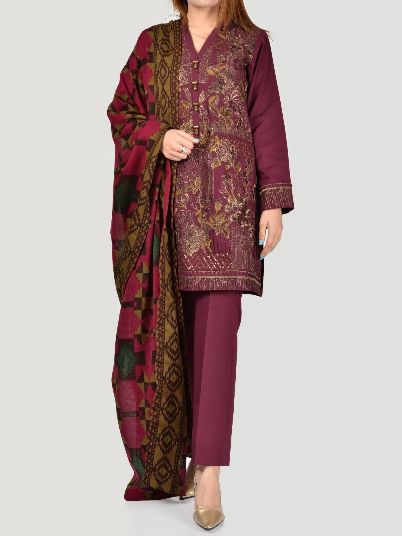 Embroidered Cotton Suit