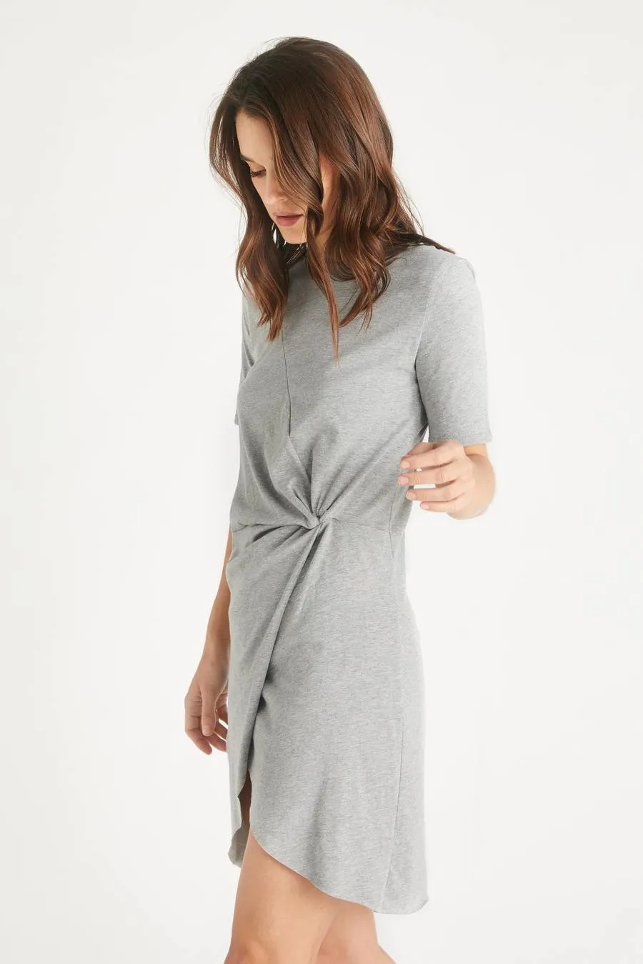 Etica Short Sleeves Short Dress Veronica Heather Grey