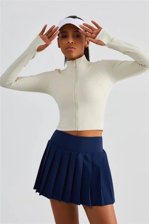 Evelyn Cropped Zip Jacket Ivory