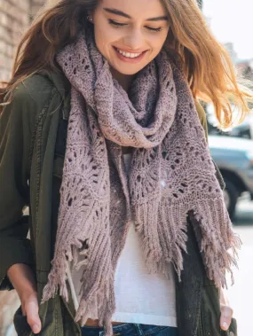 Feather Knit Boho Scarf - Lavender