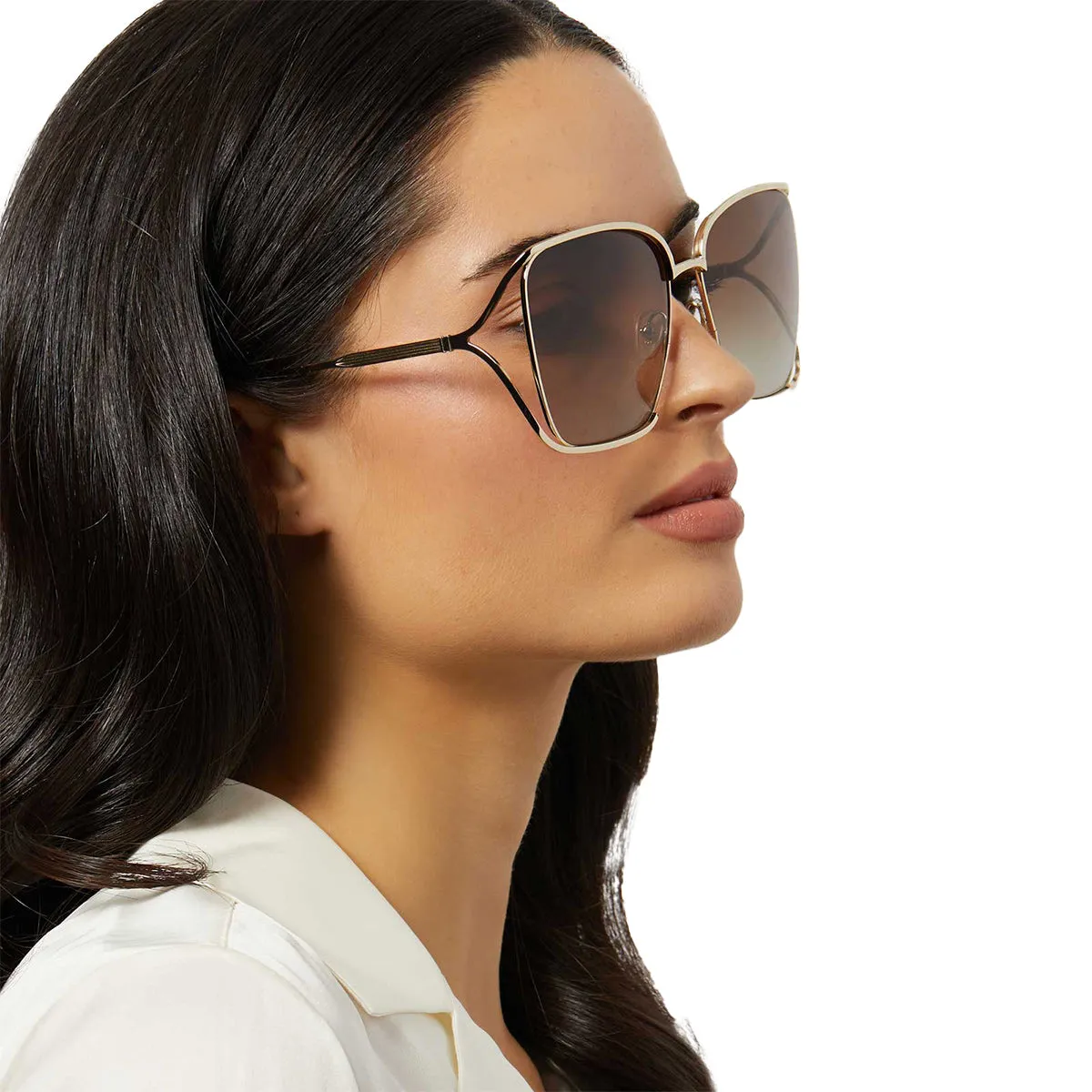 FRANCESCA - GOLD WITH DARK TORTOISE   BROWN GRADIENT POLARIZED SUNGLASSES