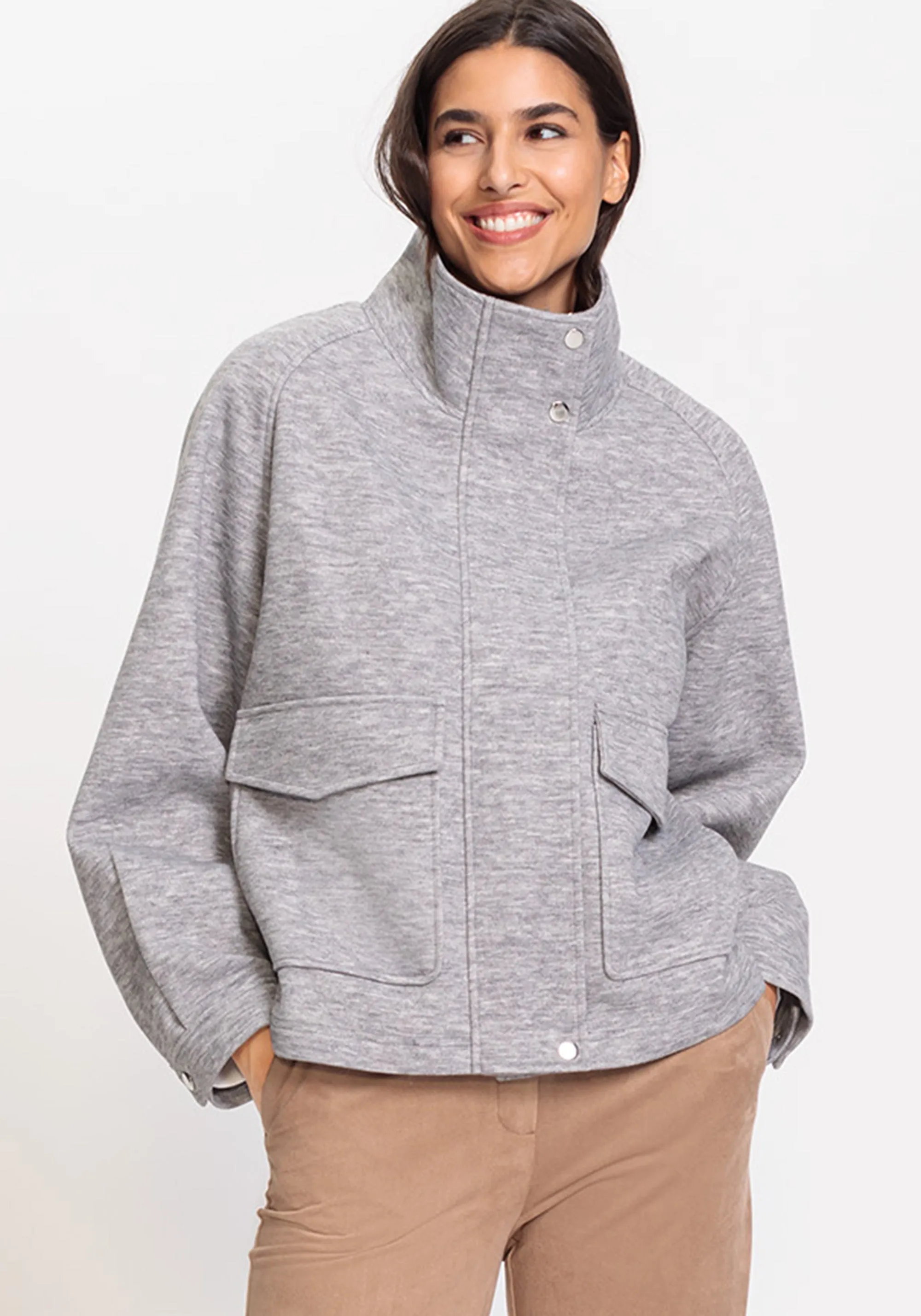 Funnel Neck Cropped Cocoon Jacket