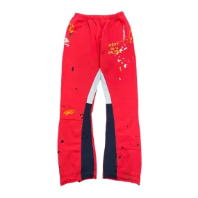 Gallery Department French Logo Paint Splatter LA Flare Sweatpants Red