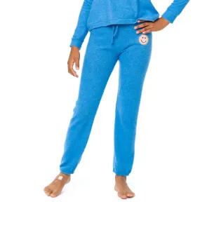 Girls Blue Sweatpants with Chenille Patch