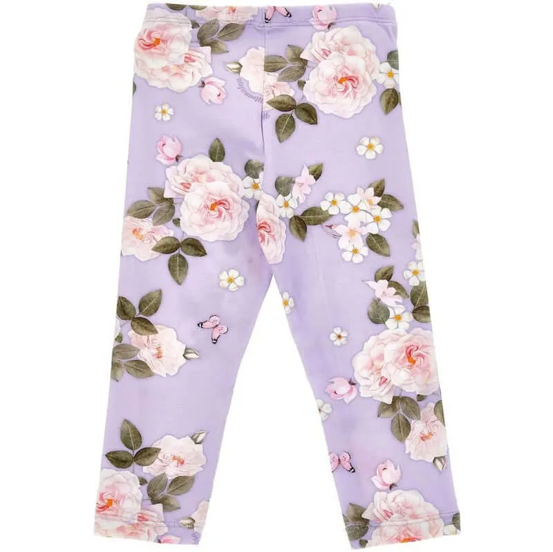 Girls Lilac Rapunzel Floral Leggings