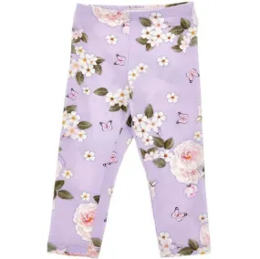 Girls Lilac Rapunzel Floral Leggings