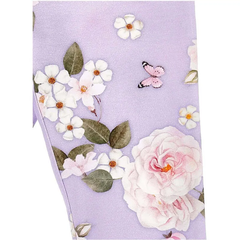 Girls Lilac Rapunzel Floral Leggings