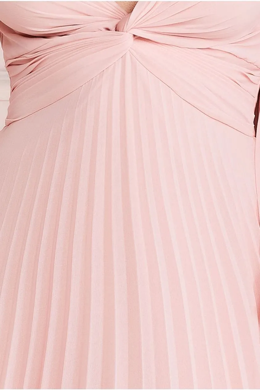 Goddiva Pleated Skirt Chiffon Maxi - Blush