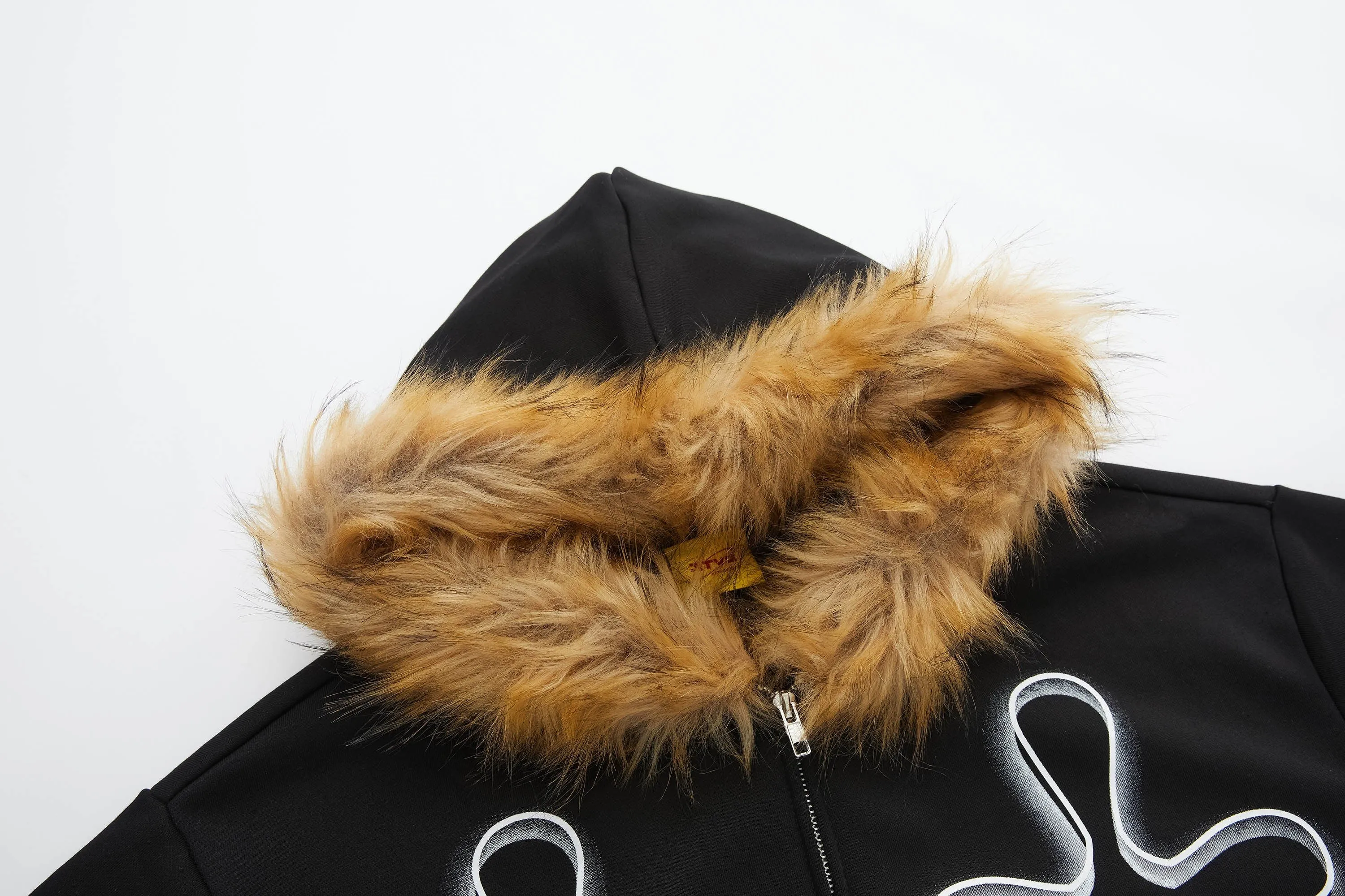 Gothic Cross Fur Hoodie Jacket