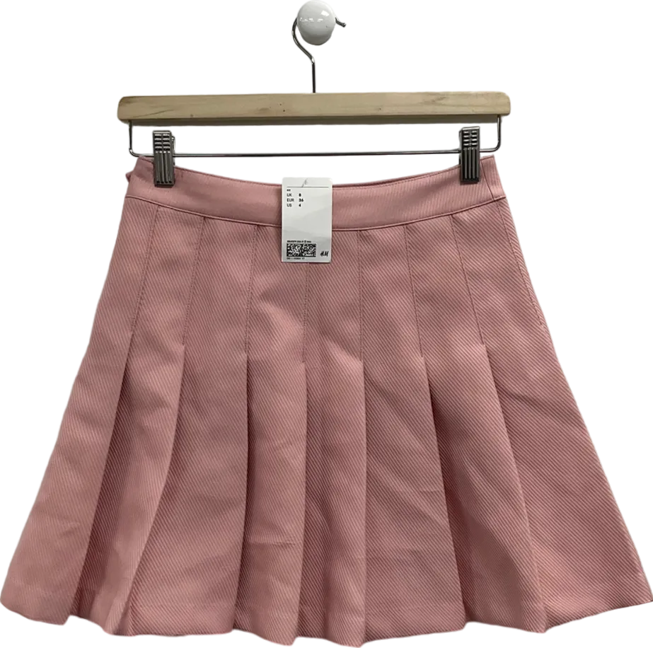 H&M Pink Pleated Mini Skirt UK 8