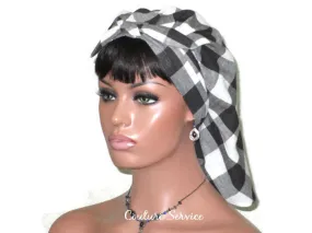 Handmade Lined Scarf Hat, Plaid, Black