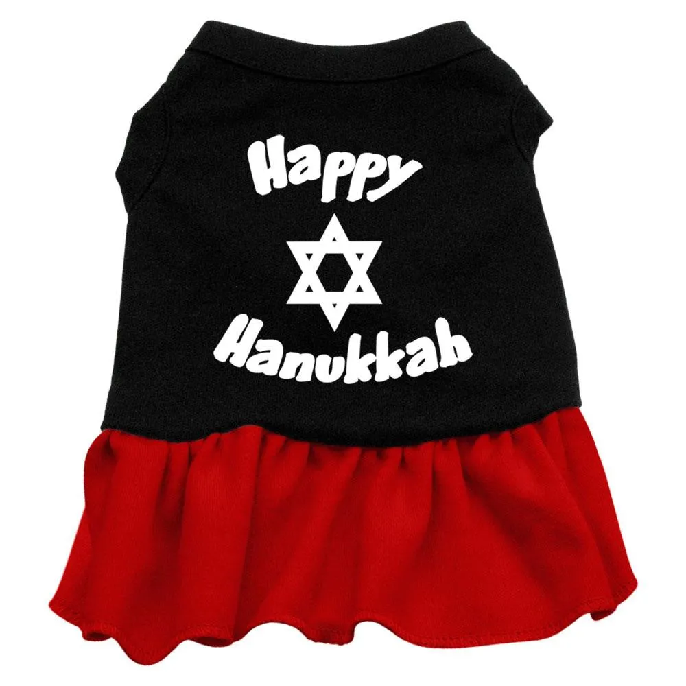 Happy Hanukkah Screen Print Dress Black with Red Sm (10)