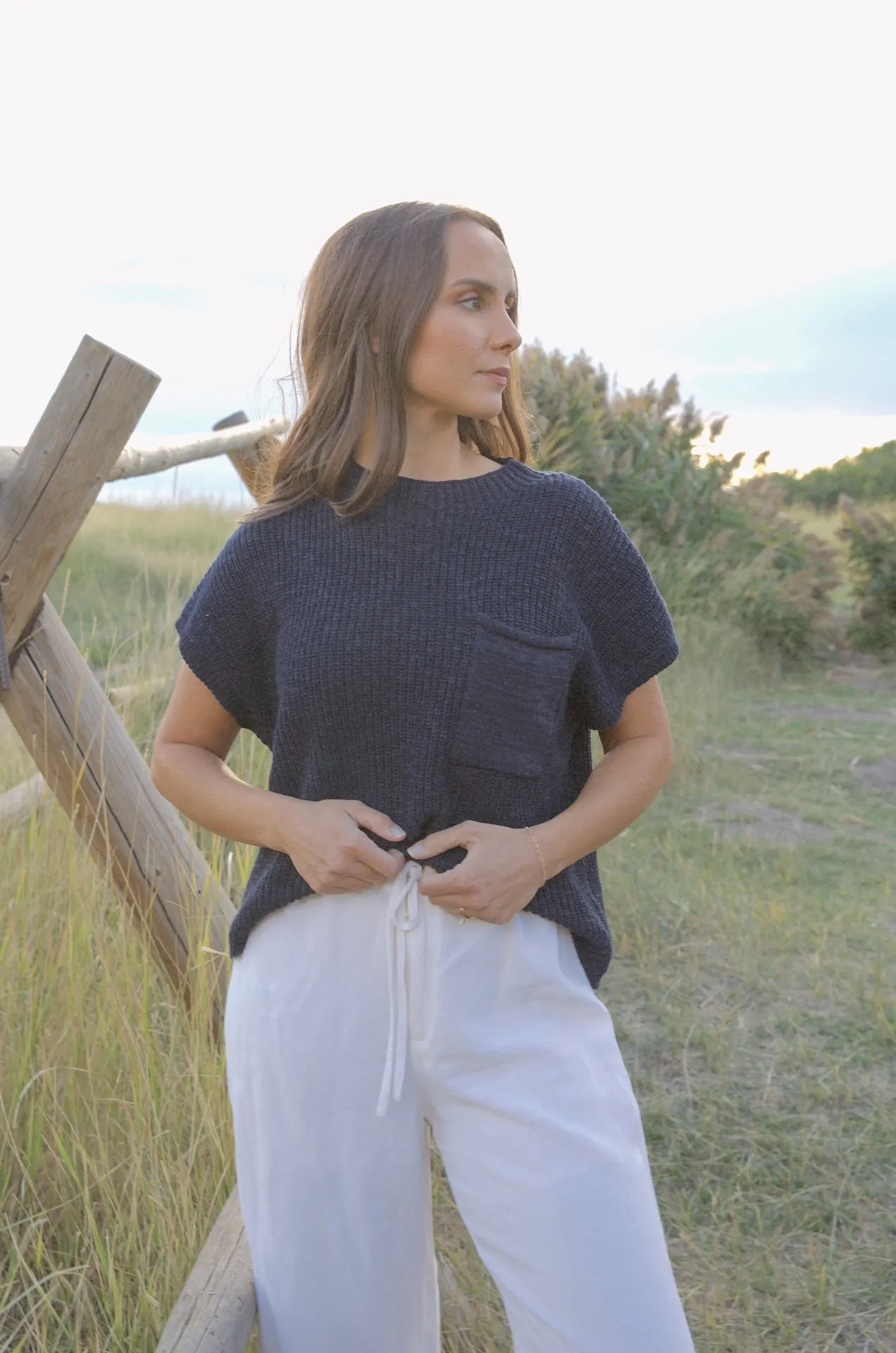 Haven Blue Short Sleeve Sweater