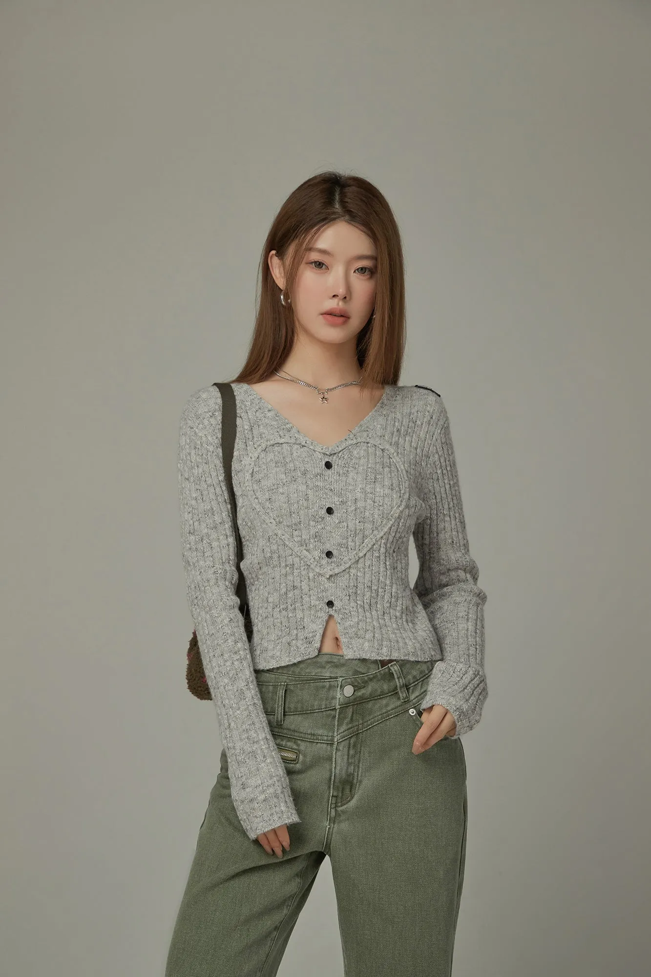 Heart Ribbed Knit Top