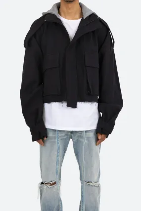 Hooded Cropped M65 Jacket - Black