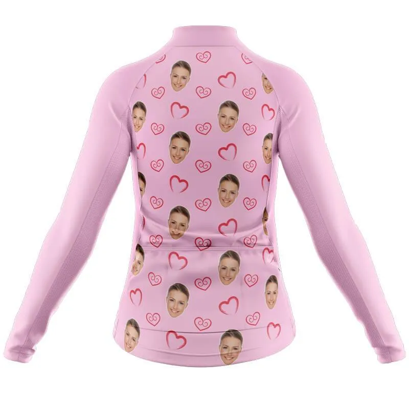 I heart you Custom Face Thermal Club Jersey (pink)