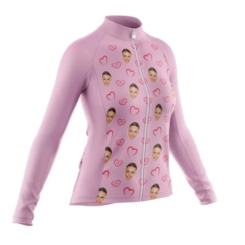 I heart you Custom Face Thermal Club Jersey (pink)