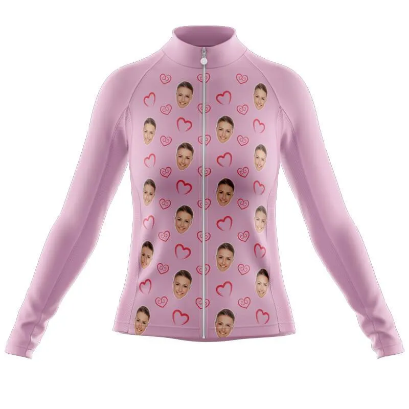 I heart you Custom Face Thermal Club Jersey (pink)