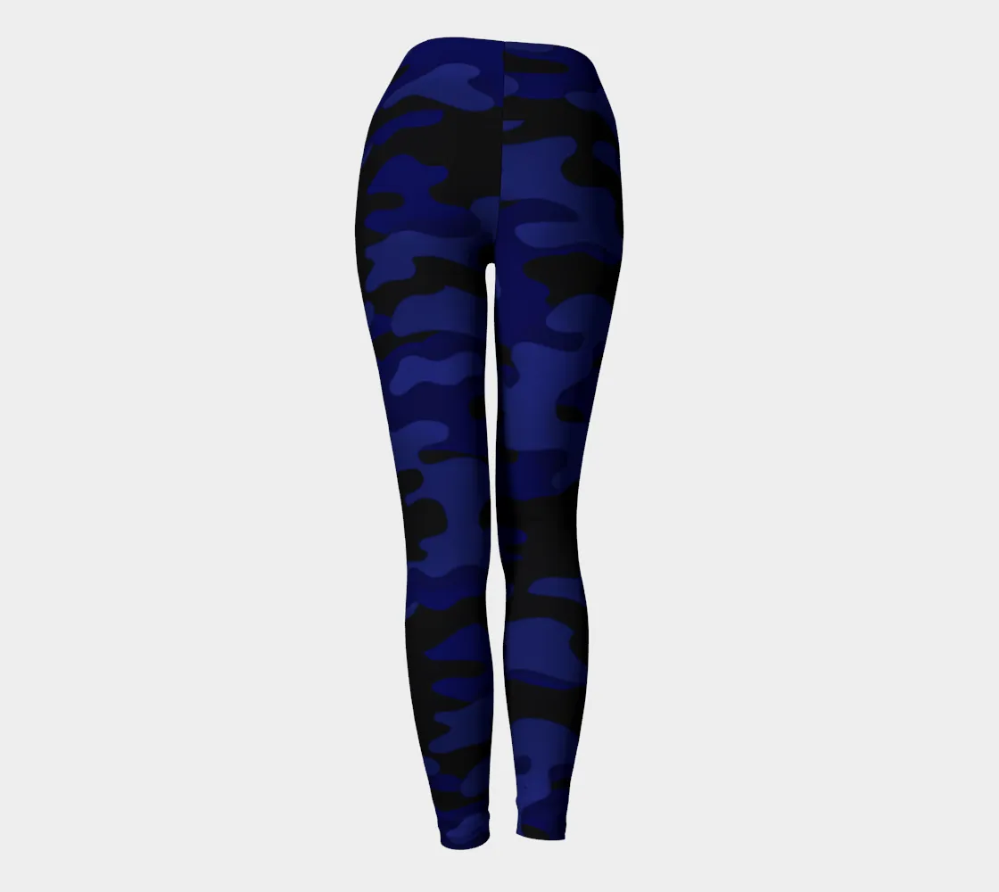 Ink Blue Camouflage Yoga Leggings