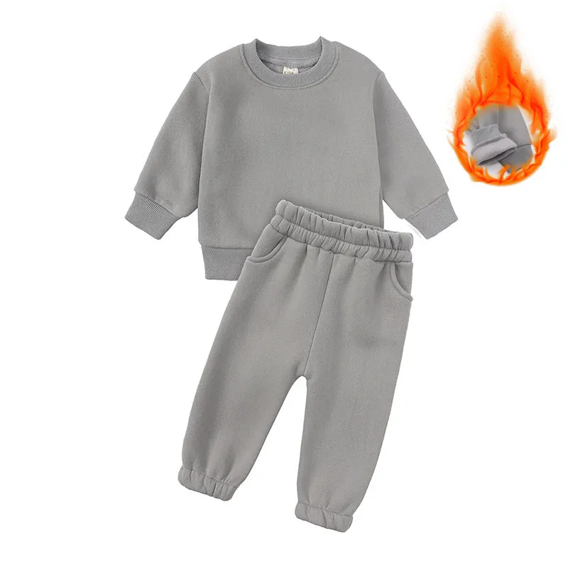 Kids Casual Sports Sweatshirt and Pants Two-piece Outfit Set