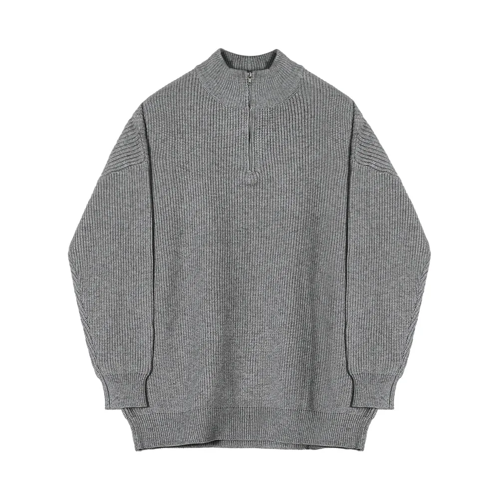 [Korean Style] 2 Colors Oversized Wool Zip Sweaters