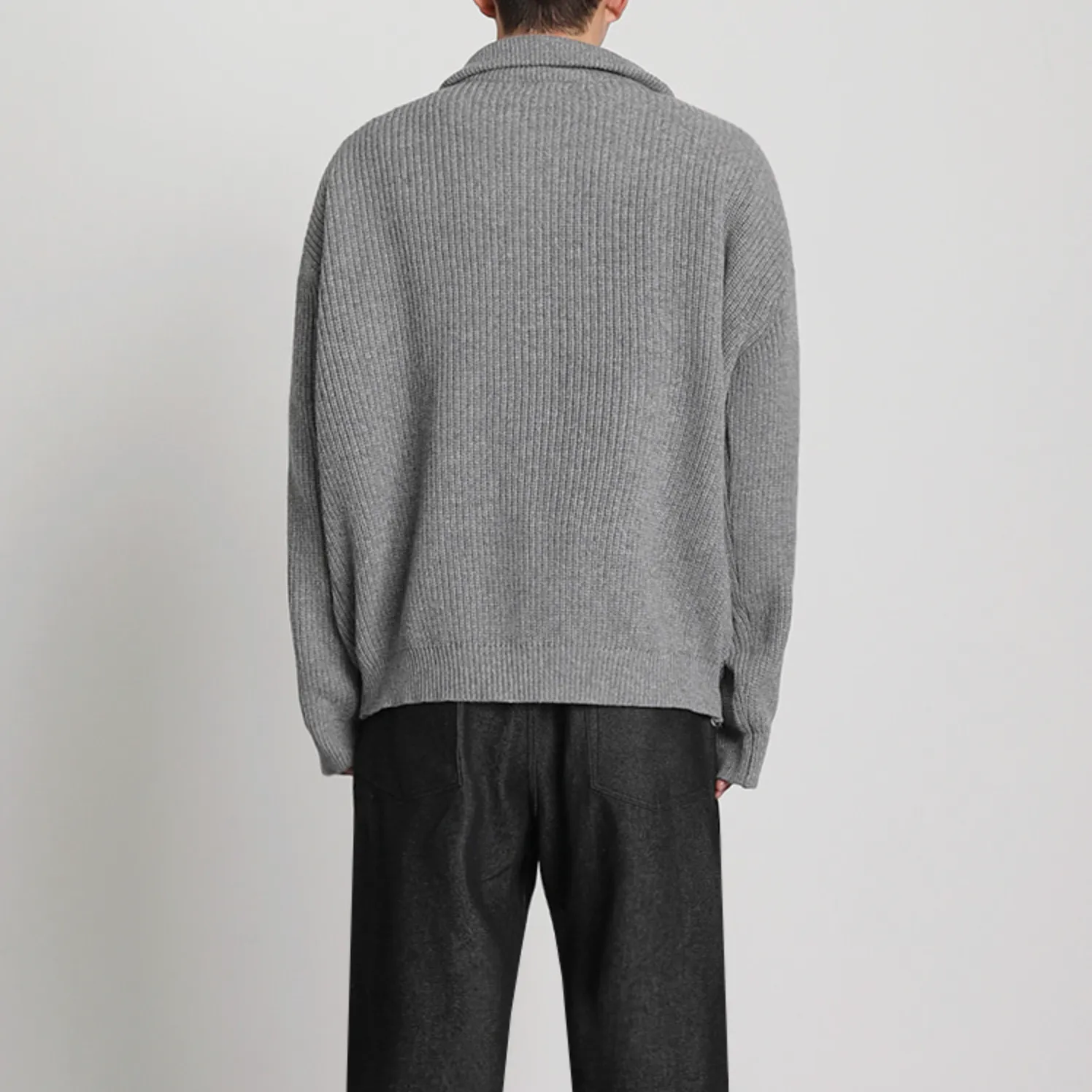 [Korean Style] 2 Colors Oversized Wool Zip Sweaters