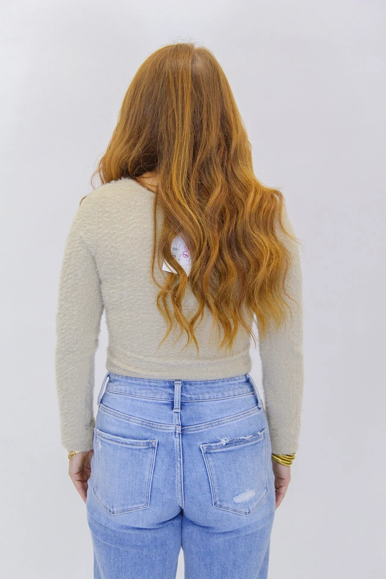 Layton Fuzzy Knit Crop Top- Oatmeal