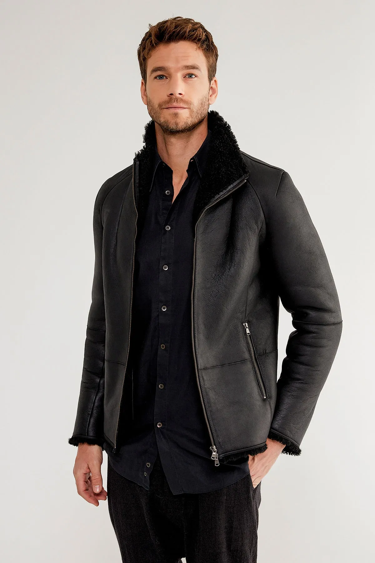 Leo - Black Shearling Jacket