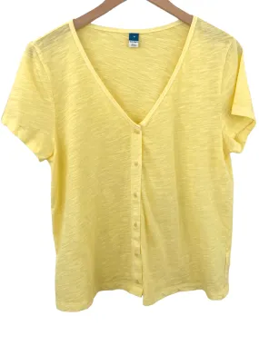 Light Summer Morning Sun Split V-neck Botton Front Tee