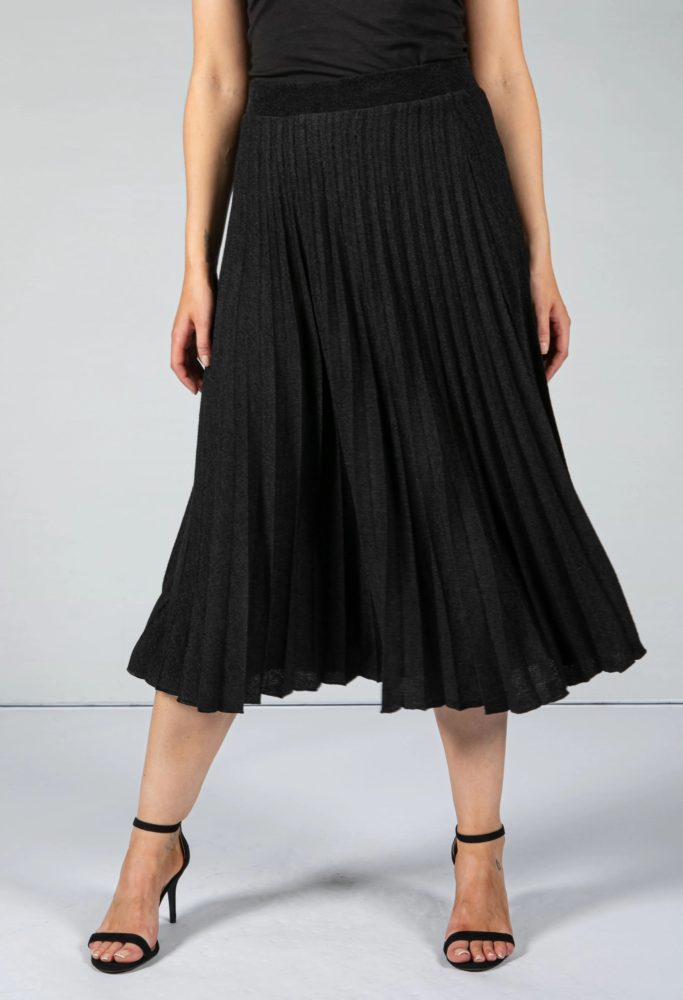 Long Pleated Skirt in Black