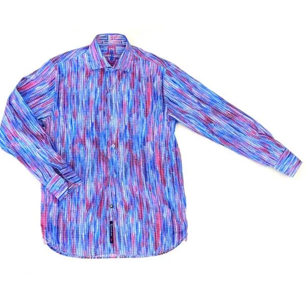 Luchiano Visconti Boys Blue/Fushia Fancy Dress Shirt