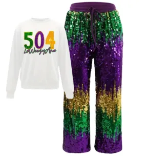 MARDI GRAS Jogger Sweatpants with 504 sweatshirt