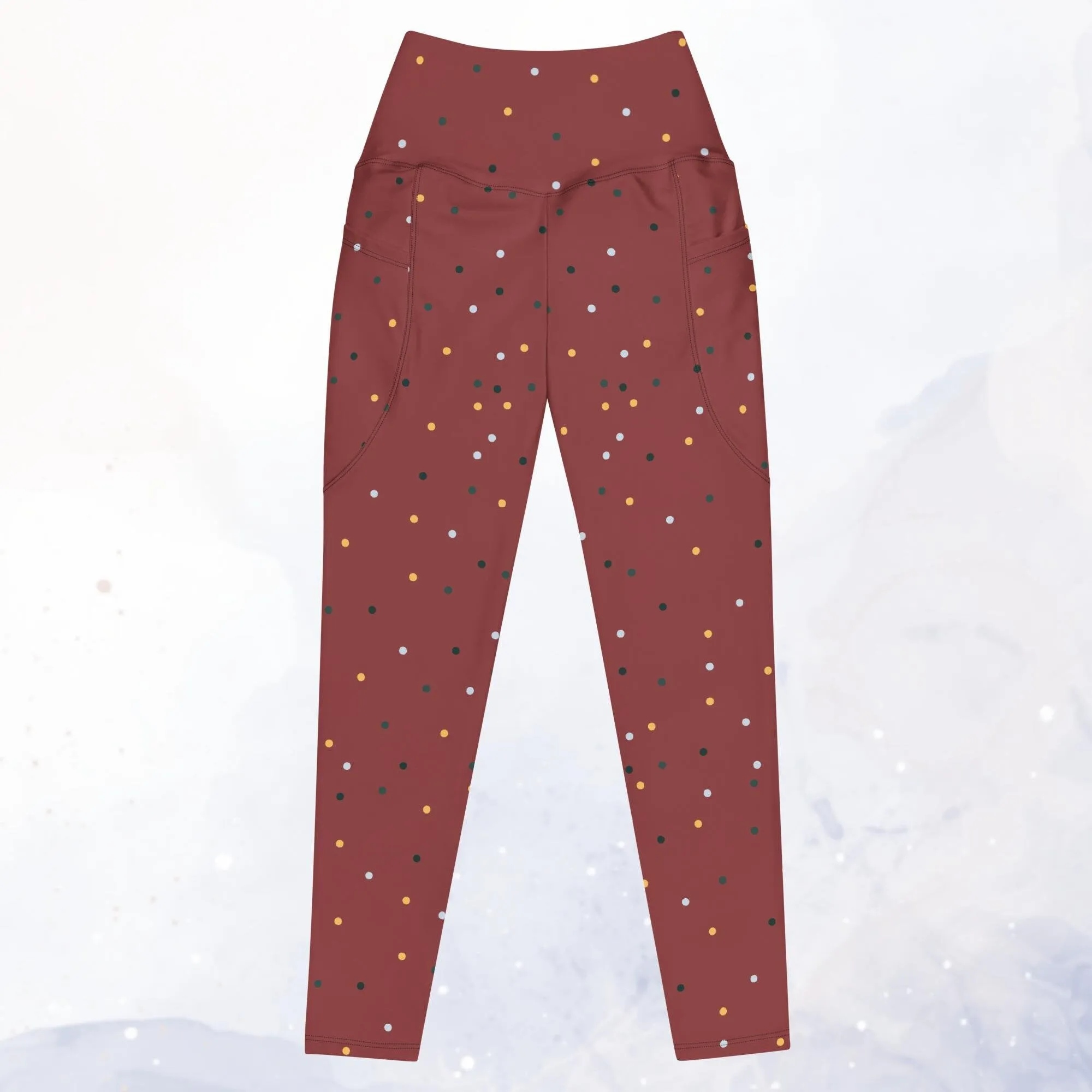 Maroon Red Dot Leggings with Pockets