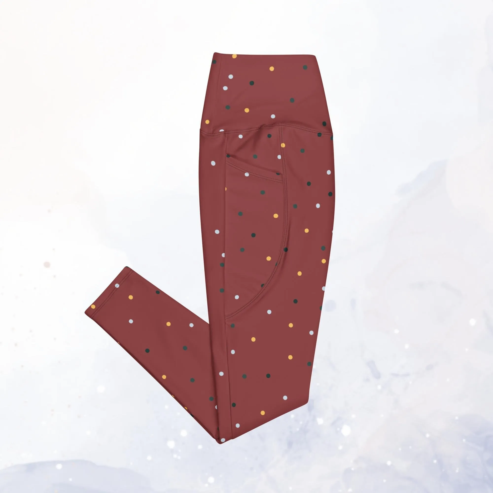 Maroon Red Dot Leggings with Pockets