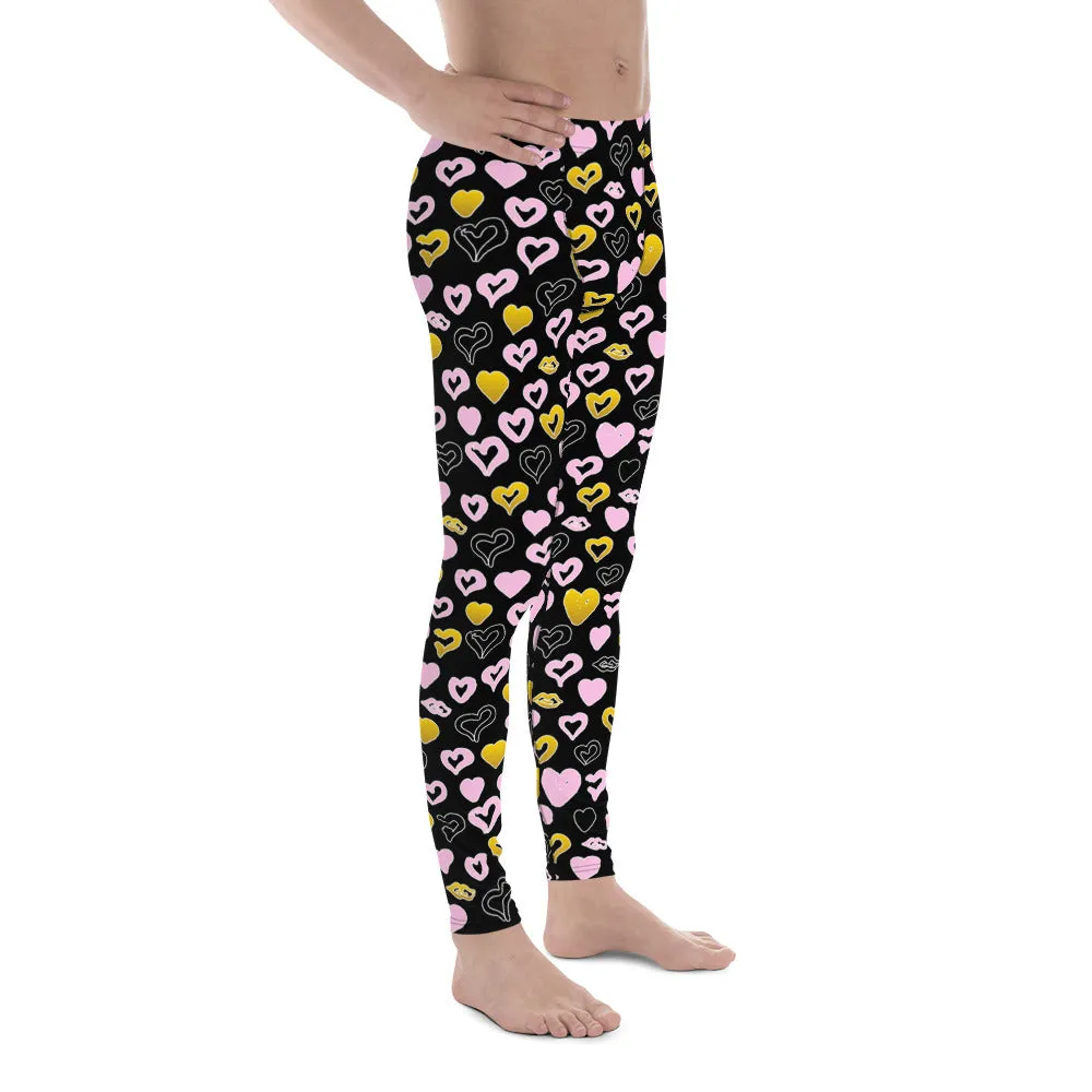 Men's Leggings, Hearts, Valentine's Day, Gift for Him