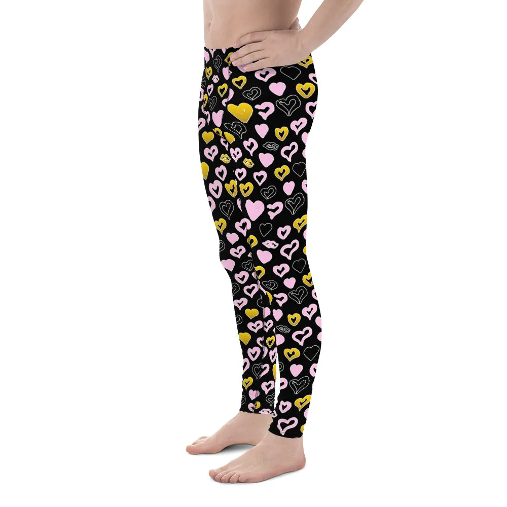 Men's Leggings, Hearts, Valentine's Day, Gift for Him