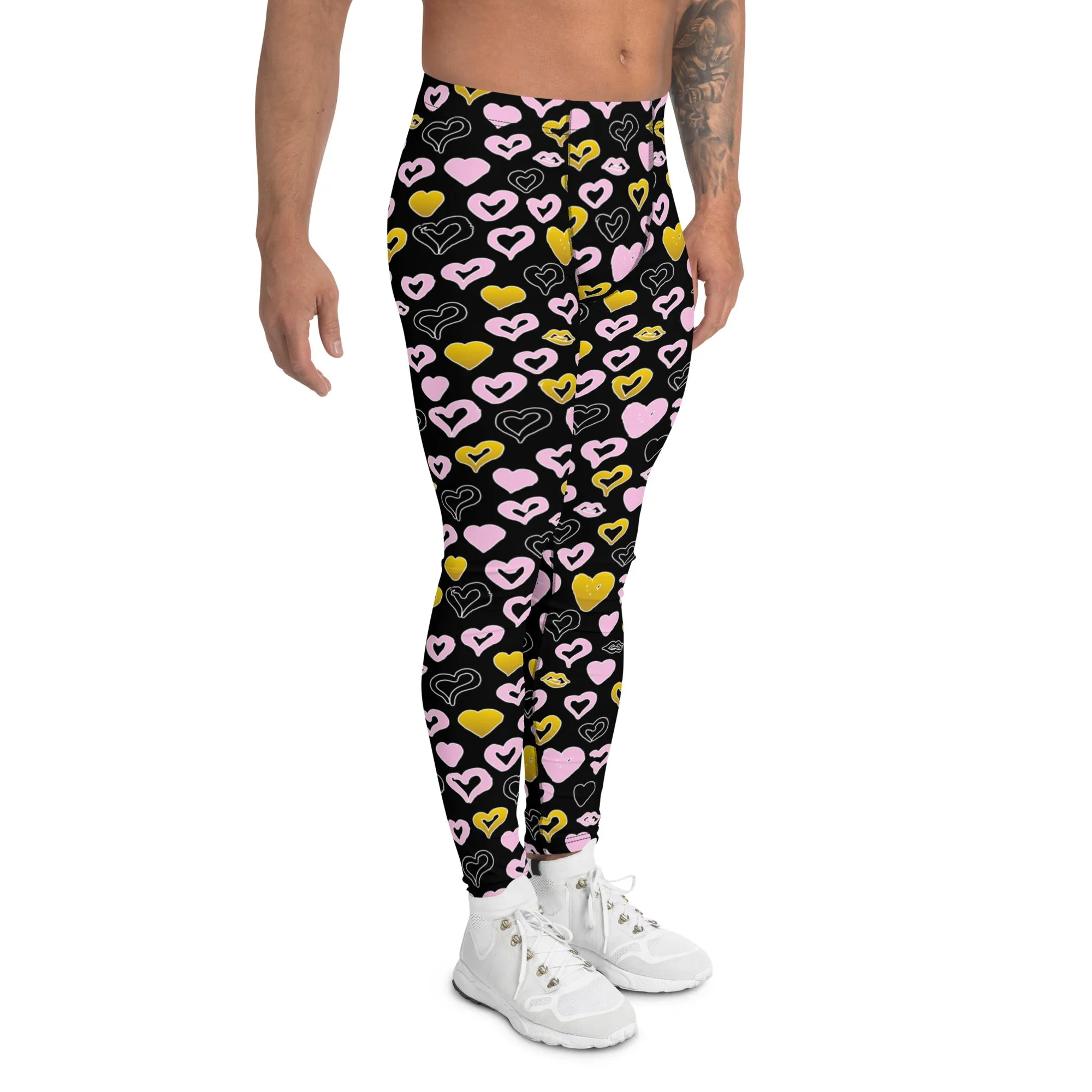 Men's Leggings, Hearts, Valentine's Day, Gift for Him